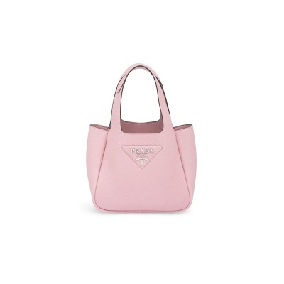PRADA GRAINED LEATHER TOTE BAG PINK 1BA349 (18*16*10cm) 